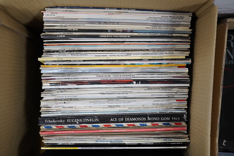 A large collection of LPs and CD box sets, artists include; Frank Sinatra, Tony Bennett, Pavarotti, Tom Jones, Donald Pears, Peggy Lee, Neil Sedaka, Shirley Bassey, Diana Washington, Barbra Streisand, etc. Condition - fa